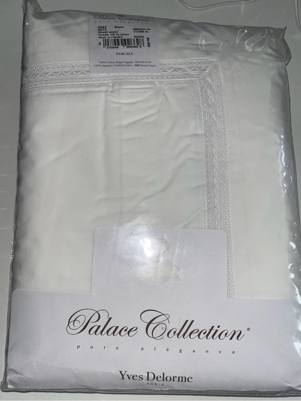 Yves Delorme Palace Collection White Percale Duvet Cover